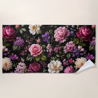 Serviette De Plage Rose en velours noir