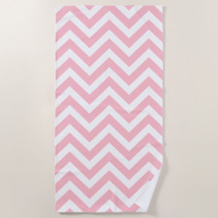 Serviette De Plage Rose et blanc Grandes tailles Chevron Grandes band