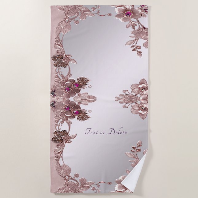 Serviette de plage rose Floral (Devant)