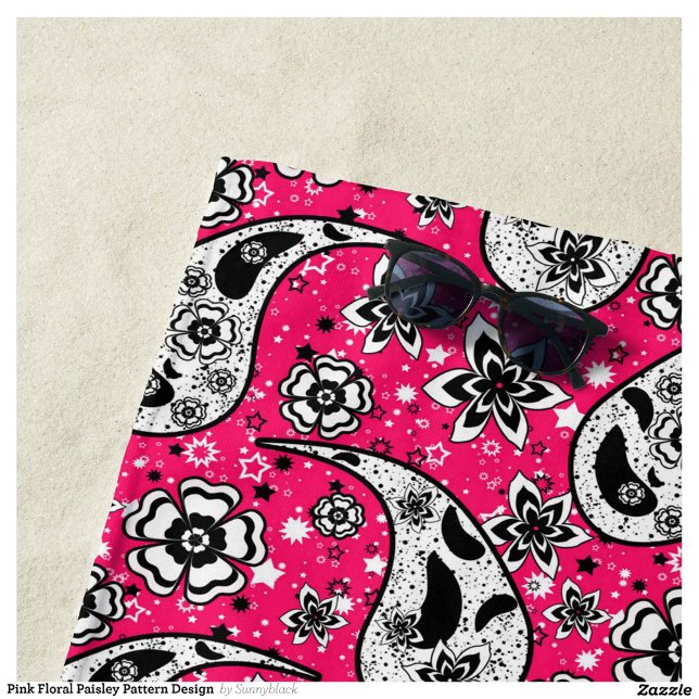 Serviette De Plage Rose Floral Paisley Design Motif (Créateur téléchargé)