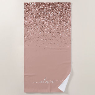 Serviette De Plage Rose Gold Blush Pink Parties scintillant Girl Mono