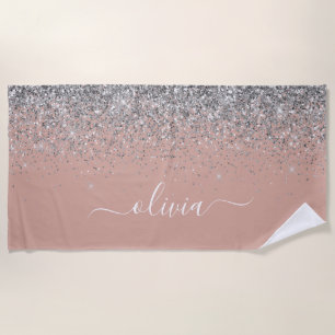 Serviette De Plage Rose Gold Blush rose Parties scintillant argent Mo
