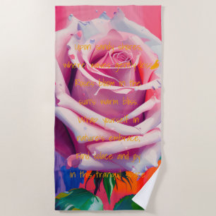 Serviette De Plage Rose gras en fleurs poème Bohemian Artsy