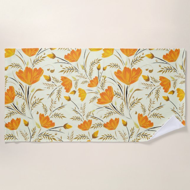 Serviette De Plage Rose jaune (Devant)