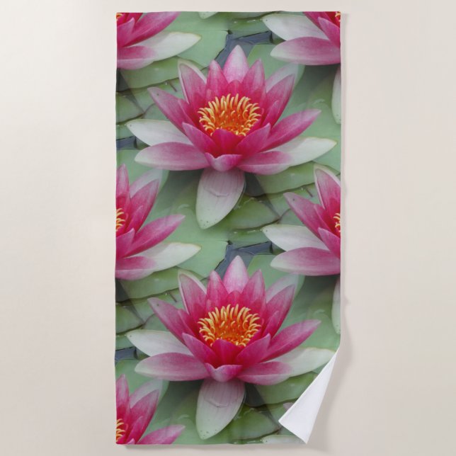 Serviette De Plage Rose Lotus Water Lily (Devant)