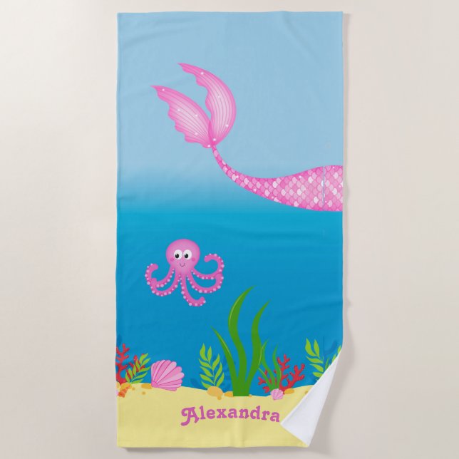 Serviette de plage rose Mermaid Tail (Devant)