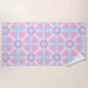 Serviette De Plage Rose mignon, violet et bleu clair Motif