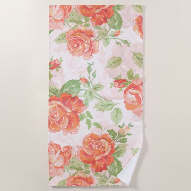 Serviette De Plage Rose orange (Devant)