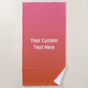 Serviette De Plage Rose - Orange Gradient personnalisé texte serviett