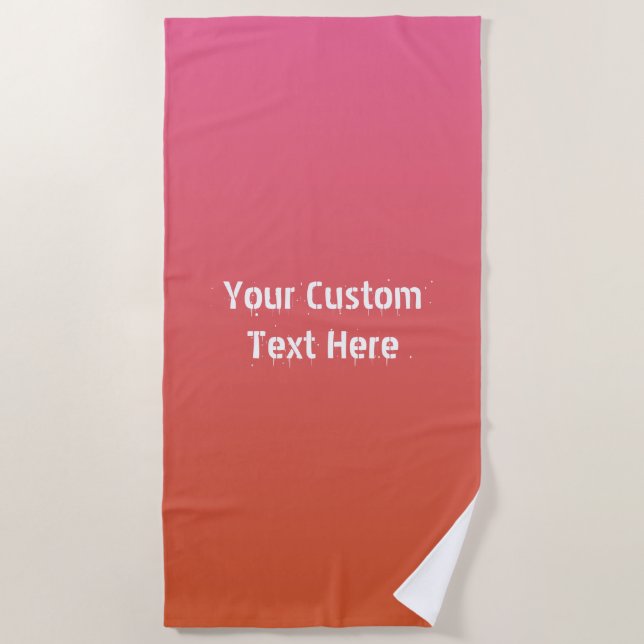 Serviette De Plage Rose - Orange Gradient personnalisé texte serviett (Devant)