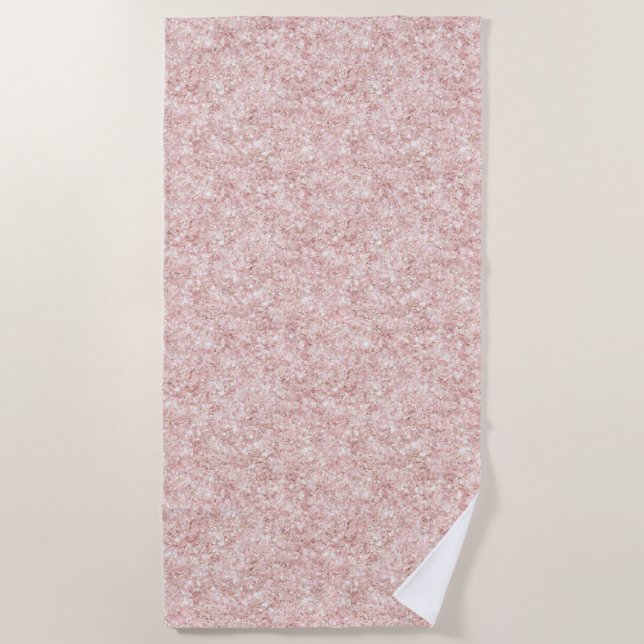 Serviette De Plage Rose Pâle Pailleté Brillante   (Devant)