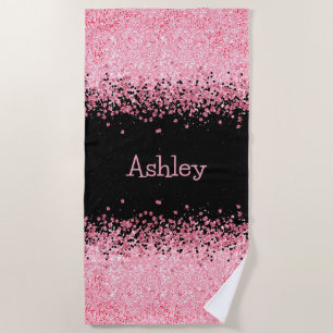 Serviette De Plage Rose parties scintillant