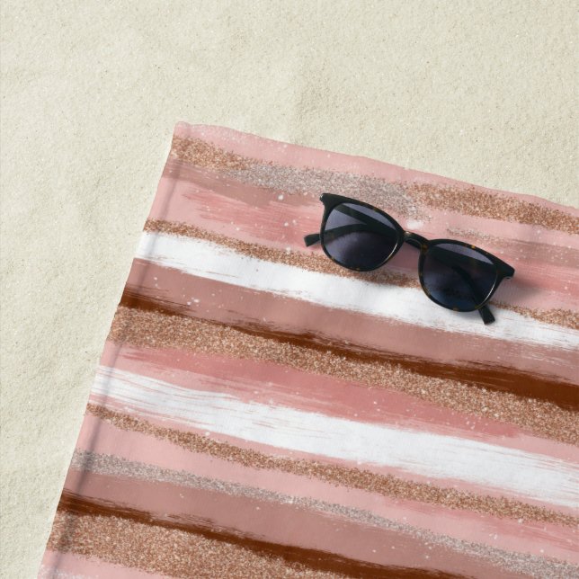 Serviette de plage rose Parties scintillant or ray (En situation)