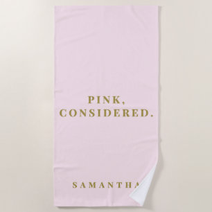 Serviette De Plage Rose pastel doré minimaliste moderne chic drôle pe