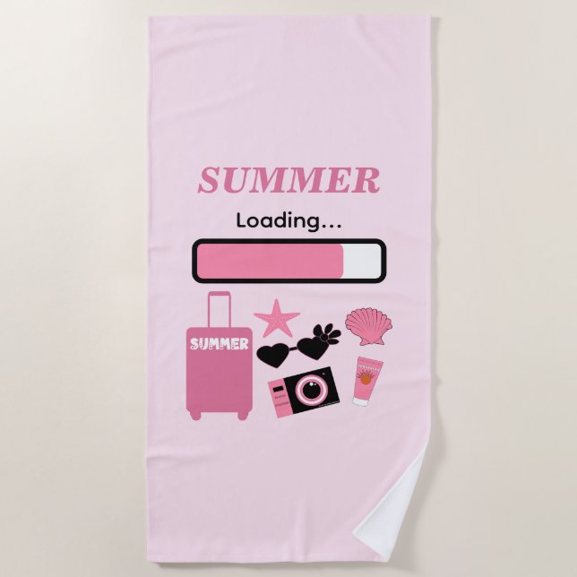 Serviette de plage rose pour chargement estival (Devant)