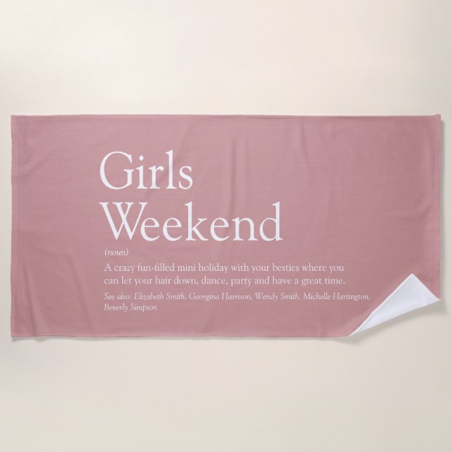 Serviette De Plage Rose Poussiéreuse Définition Personnalisée de Week (Devant)
