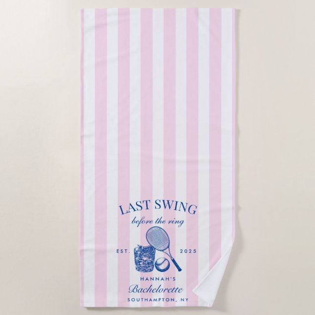 Serviette De Plage Rose Rétro Dernier Balancement Avant La Bague Tenn (Devant)