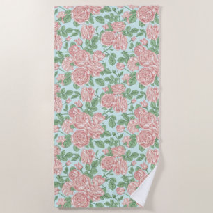 Serviette De Plage Rose rose Jardin Bouquet Motif