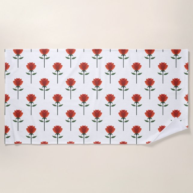 Serviette De Plage Rose rouge intemporelle (Devant)
