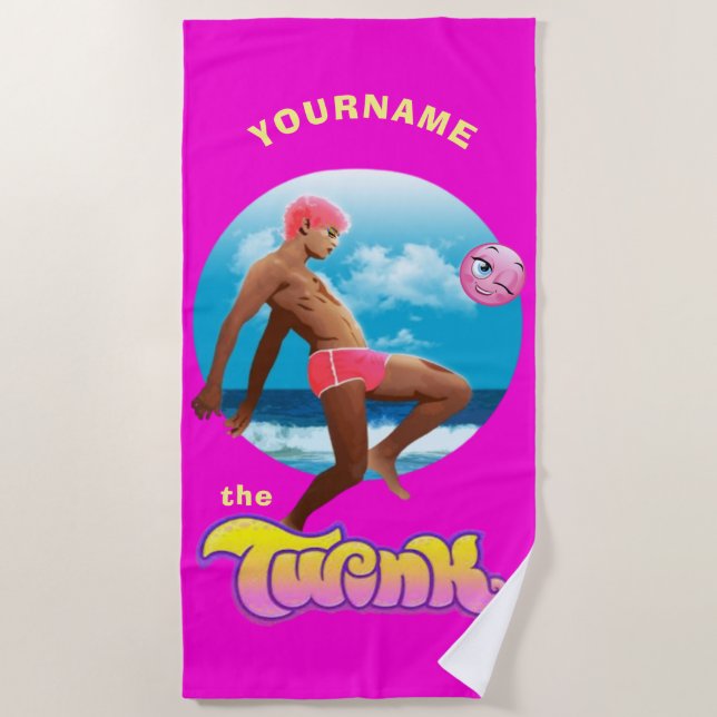 Serviette De Plage Rose Twink - Gay pride LGBTQ+ Personnalisé (Devant)