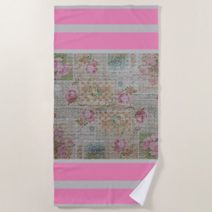 Serviette De Plage Rose Vintage Floral de luxe
