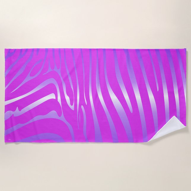 Serviette de plage rose Zesty Zebra (Devant)