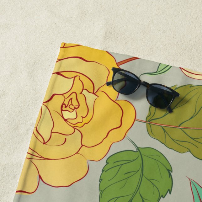 SERVIETTE DE PLAGE ROSES 1 (En situation)