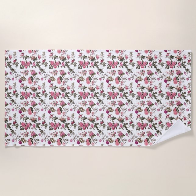 Serviette De Plage Roses roses vintage (Devant)