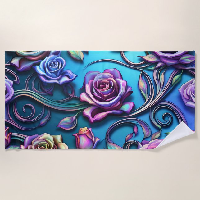 Serviette De Plage Roses sculptés (Devant)