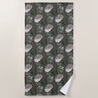 Serviette De Plage Roses sur bois Patiné