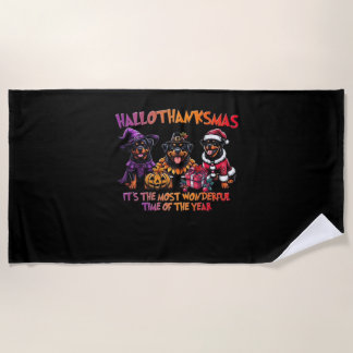 Serviette De Plage Rottweiler Halloween Thanksgiving Noël Classi