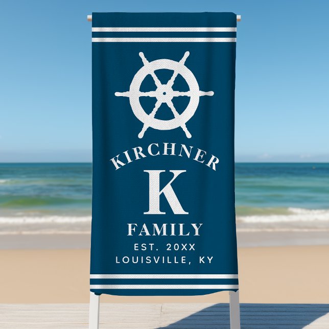 Serviette De Plage Roue de Bateau de Navigation Capitaine de Bateau N (Créateur téléchargé)