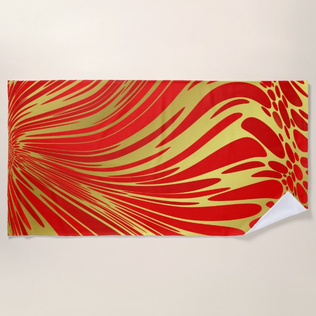 serviette de plage rouge et or (Devant)