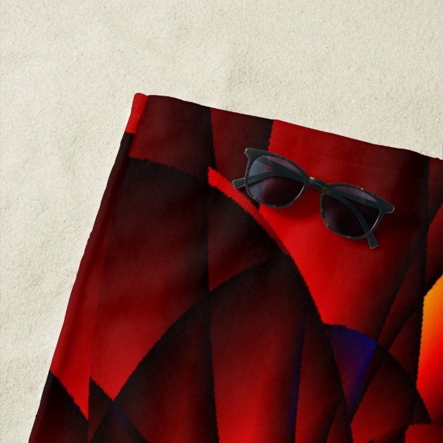 Serviette De Plage Rouge noir Pétale (En situation)