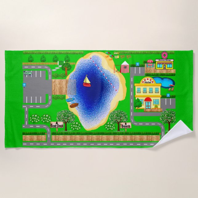 Serviette De Plage Route des lacs pour voitures (Devant)