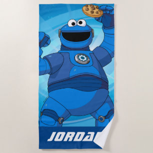Serviette De Plage Rue Sésame   Méca Builders Cookie Monster