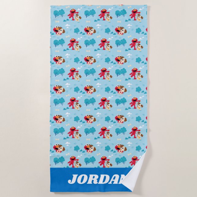 Serviette De Plage Rue Sésame | Motif Elmo & Tango (Devant)