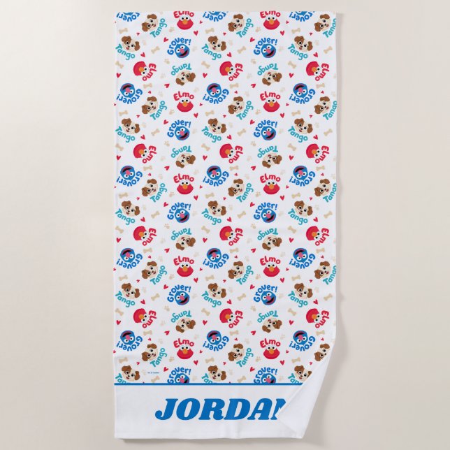 Serviette De Plage Rue Sésame | Tango, Elmo et Motif Grover (Devant)
