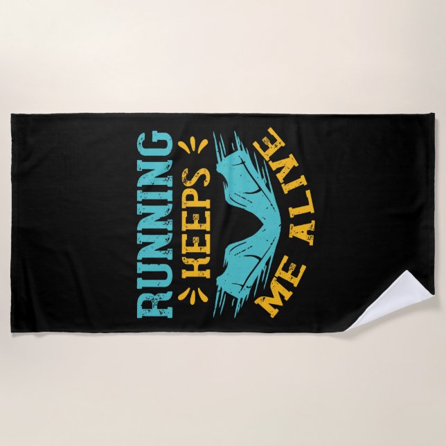 Serviette De Plage Running - Le running me garde en vie (Devant)