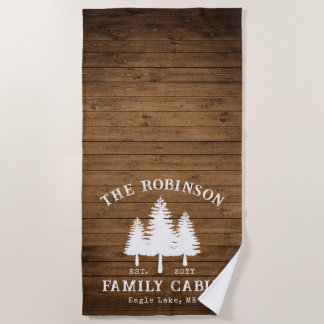 Serviette De Plage Rustic Country Famille Cabines Arbres Bois Planche