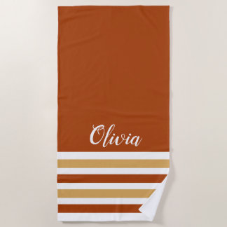 Serviette De Plage Sable Brown Personnalisé Et Blancs