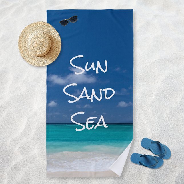 Serviette De Plage Sable Soleil Mer Tropical Plage Turquoise Eau (Sun Sand Sea Tropical Beach Turquoise Water Beach Towel)