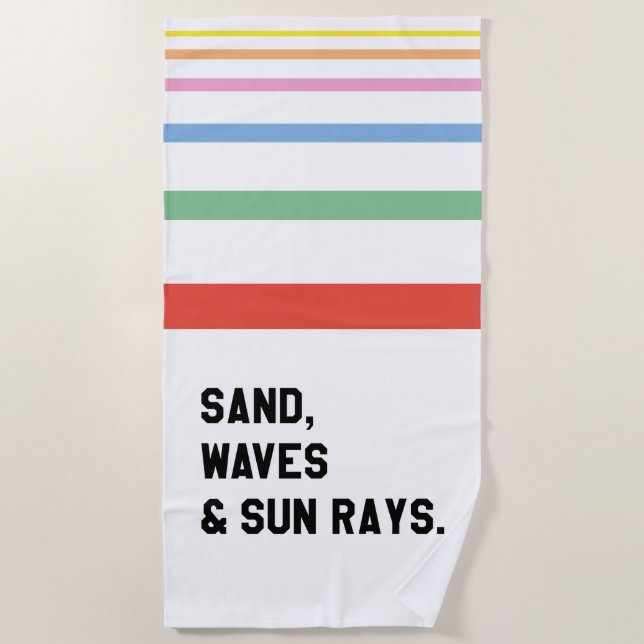 Serviette De Plage Sable, Vagues Et Rayons De Soleil (Devant)