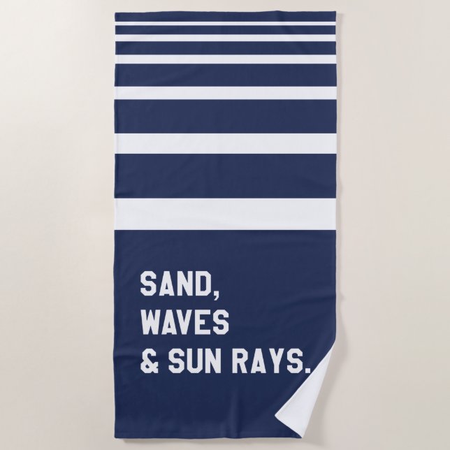 Serviette De Plage Sable, Vagues Et Rayons Solaires (Devant)