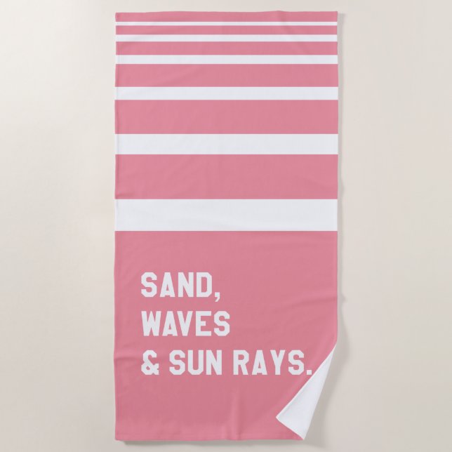 Serviette De Plage Sable, Vagues Et Rayons Solaires (Devant)