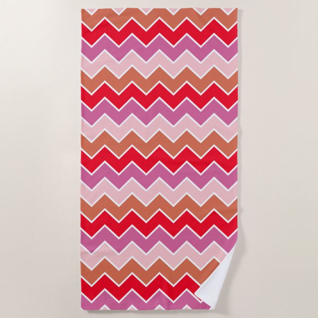 Serviette De Plage Sac fourre-tout Motif d'impression rose Chevron (Devant)