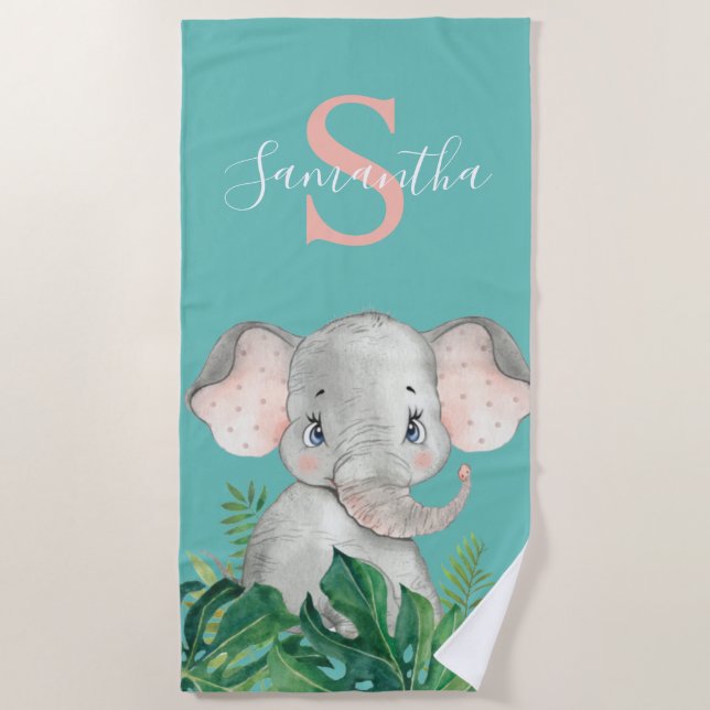 Serviette De Plage Safari dans la jungle des éléphants (Devant)
