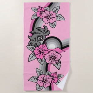 Serviette De Plage Safari Safari Vintage Hawaï Surfboard rose