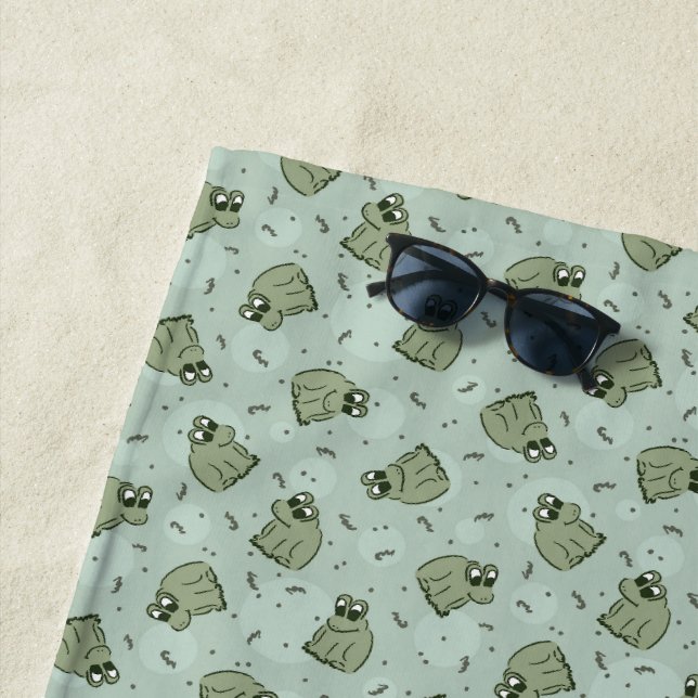 Serviette De Plage Sage Bubble Frogs - laurier vert enfants motif. (En situation)