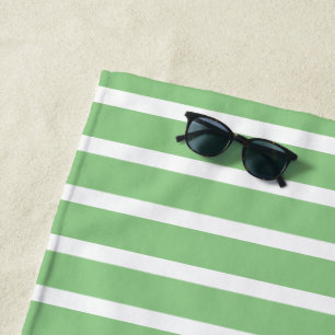 Serviette De Plage Sage Green White Stripe Printemps été personnalisé